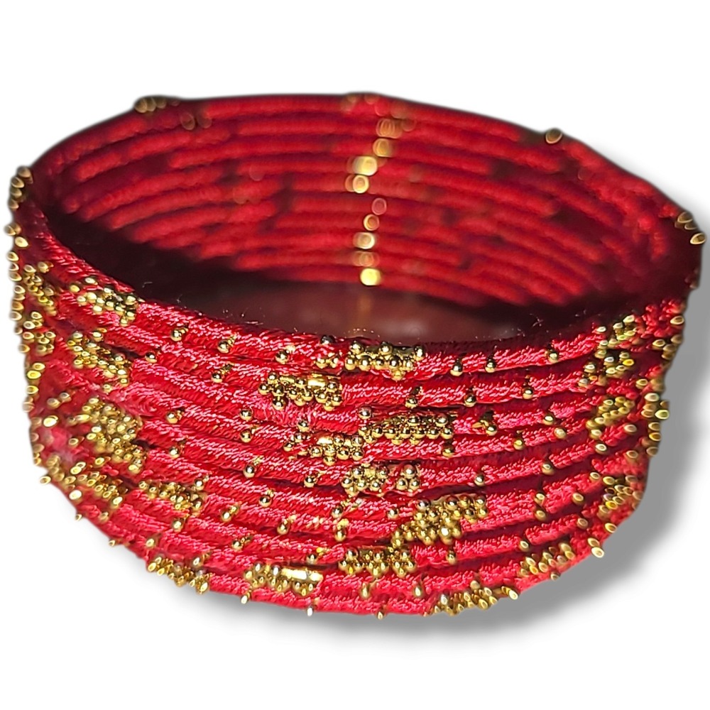 Set of 10 Red Silk Thread  Bangle Bracelets India Bollywood Style